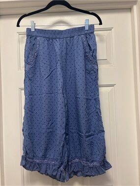 Anthropologie Lavender Blue Ruffle-Hem Pajama Bottoms